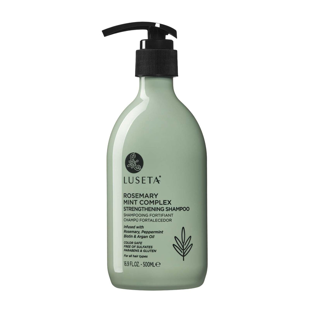 LUSETA front bottle shot showing label and rosemary mint scent benefits
