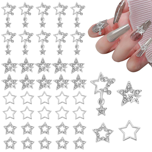 Lusofie front packaging showing 40 silver star charms and quantity benefit