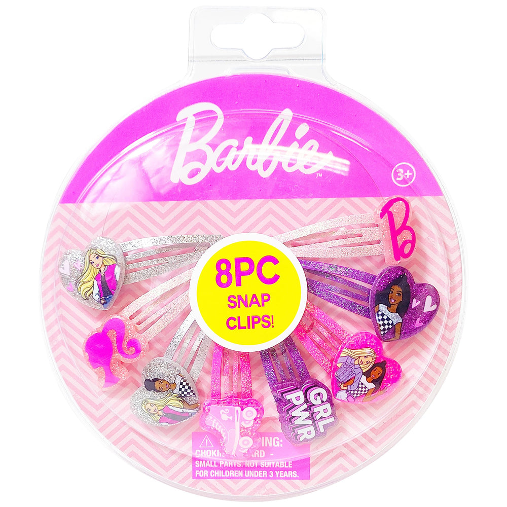 LUV HER front packaging showing 8 colorful Barbie snap clips, great for gifting