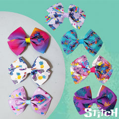 LUV HER bow beside hand for scale, illustrating 4-inch bow size