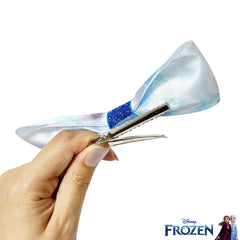 LUV HER Frozen 2 bow styled in a child's ponytail demonstrating secure, comfortable hold