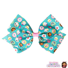 LUV HER bow next to a ruler for scale, shows large size and visible design