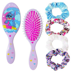 LUV HER brush and four scrunchies showing set completeness and fun design