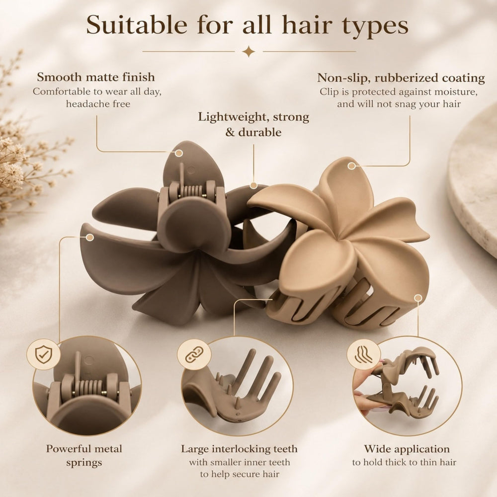 Luvearo clip holding half-up hairstyle on a model demonstrating gentle hold