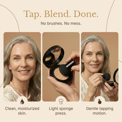 LUVIE cushion texture close-up with moisture droplets highlighting hydration
