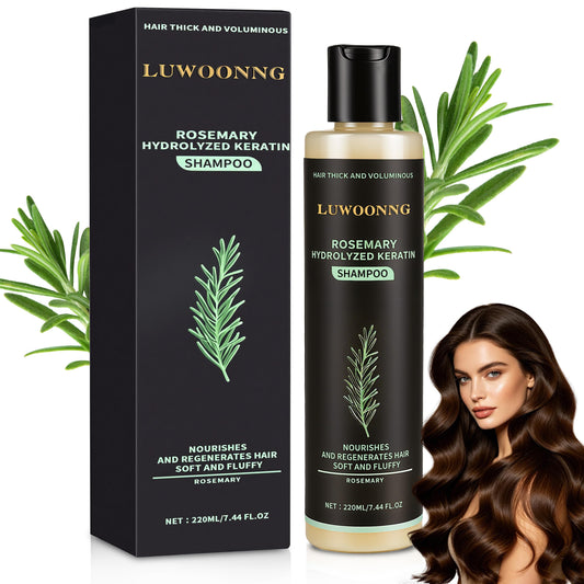 LUWOONNG front bottle view showing clean branding and rosemary benefit