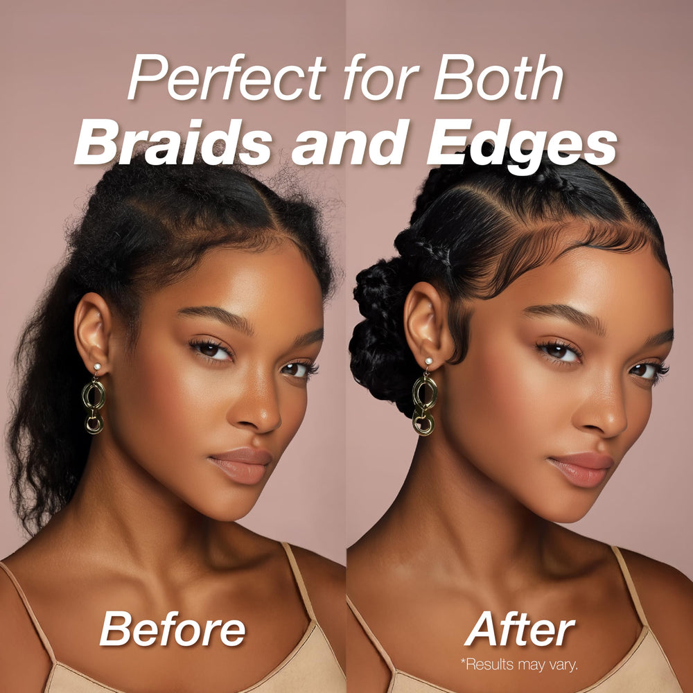 Lux Collection applied on 4C hair demonstrating sleek, defined edges benefit