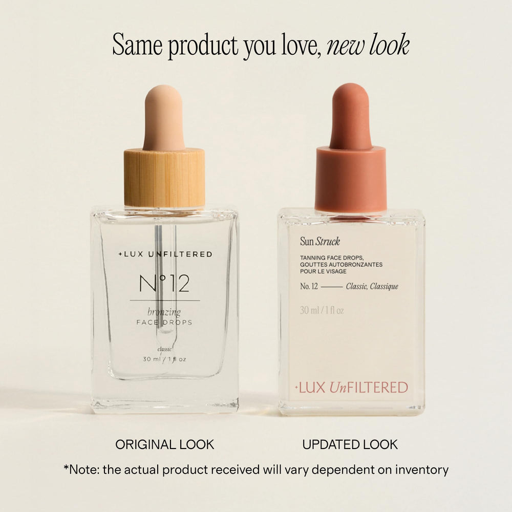 Lux Unfiltered dropper releasing clear serum showcasing smooth texture