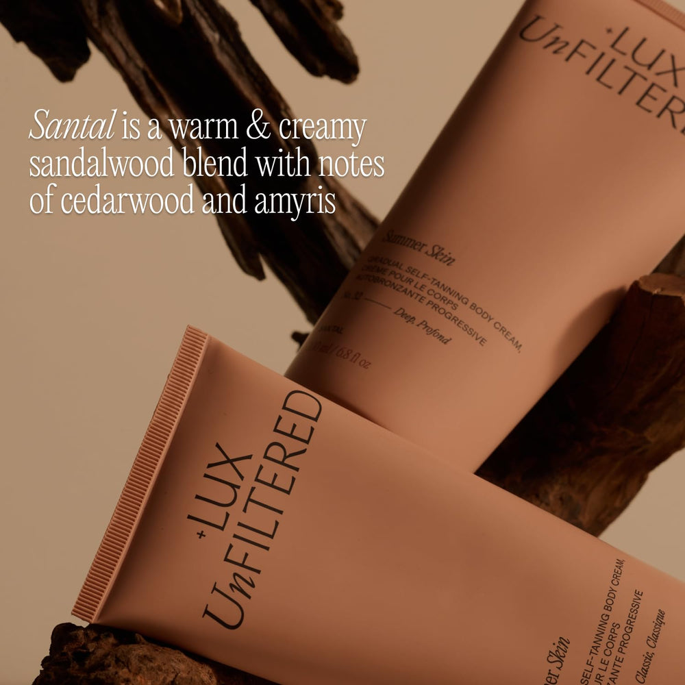 Lux Unfiltered arm before and after showing natural gradual color development and even tone