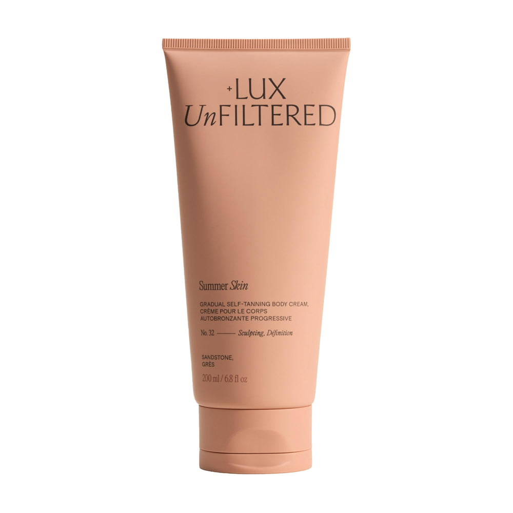 Lux Unfiltered front bottle showing N°32 branding and sandstone tint benefit