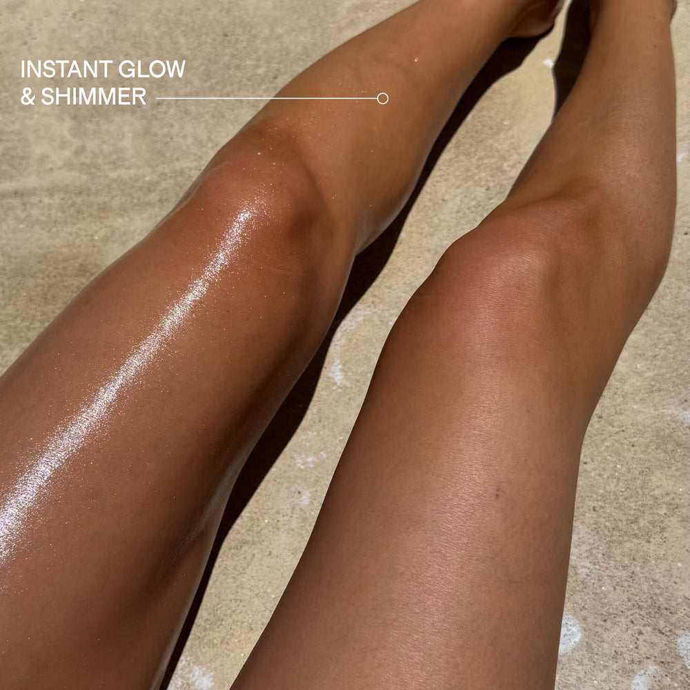 Lux Unfiltered applied on arm demonstrating instant bronze glow