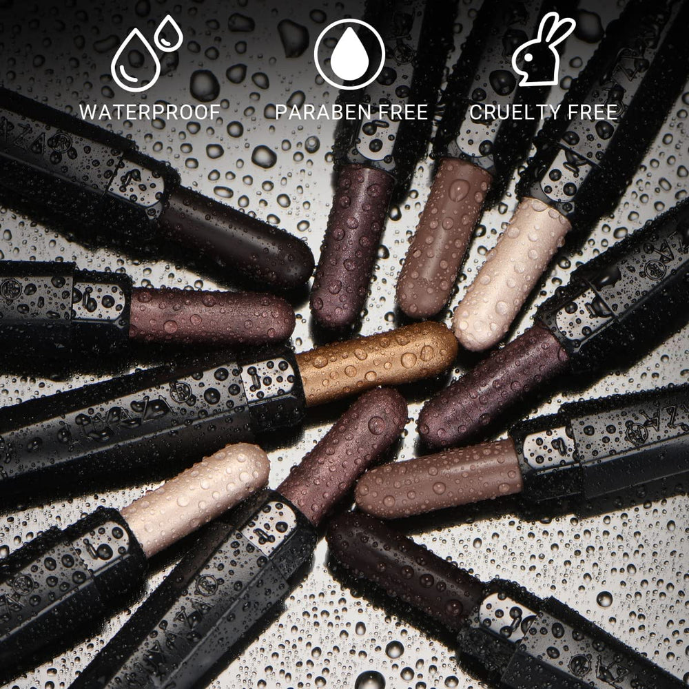 LUXAZA model wearing natural daytime look created with these eye crayons benefit
