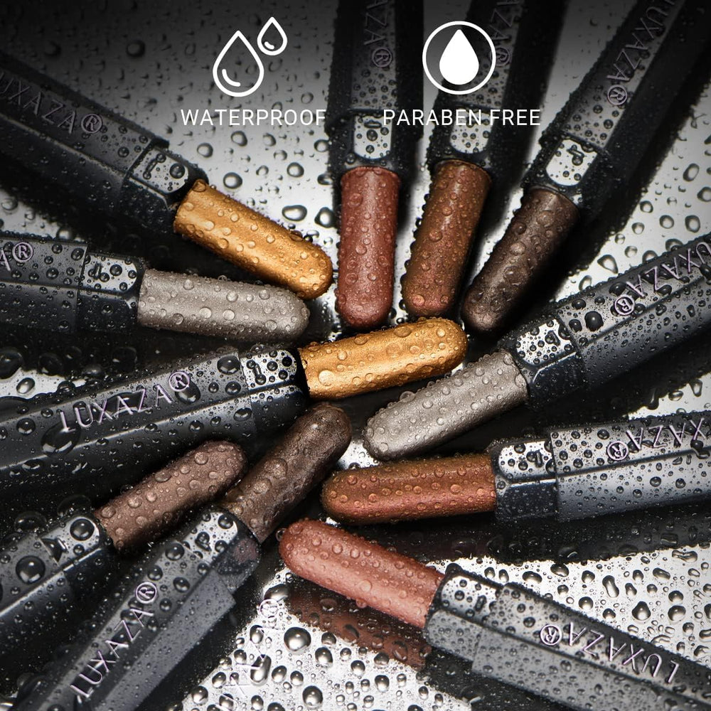LUXAZA pencil applied on model creating soft daytime neutral eye