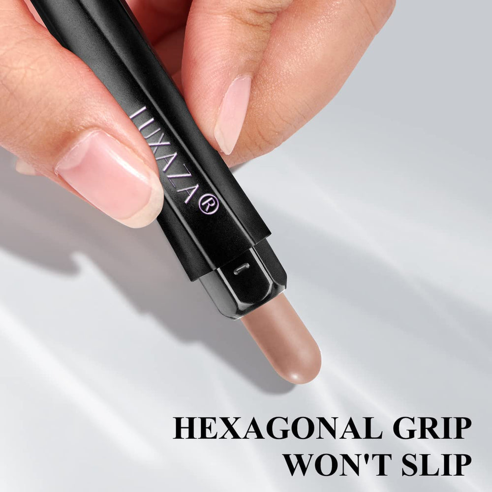 LUXAZA set inside a pouch in lifestyle scene for organized on-the-go touch-ups benefit
