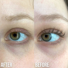 LUXE eyelash serum label ingredients closeup highlighting vegan and cruelty-free benefits