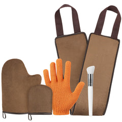 Luxspire front packaging showing full 5-piece mitt kit, neat organization and benefits