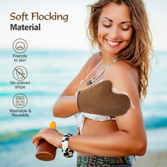 Luxspire full tanning mitt detail demonstrating soft microfiber for streak-free blending