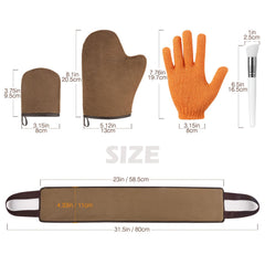 Luxspire kit staged in bathroom setting to show practical everyday self-tanning routine