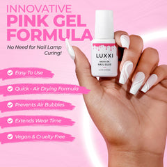 LUXXI precision brush applicator delivering controlled glue for cleaner placement