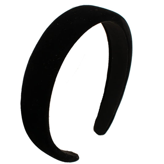 Lvyeer front view black velvet headband shows sleek shape and keeps hair tidy