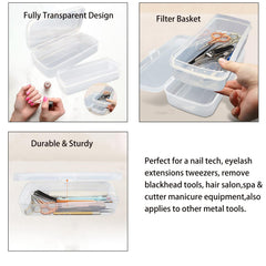 LXIANGN sterilizer box next to ruler showing compact 8.85 by 4.9 inch size