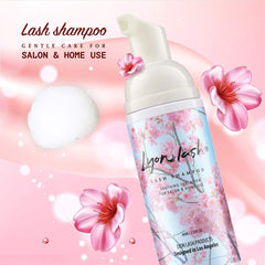 Lyon Lash application on closed eye illustrating safe, gentle cleansing technique