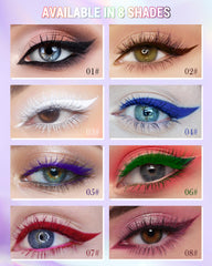 LYSdefeu eye kit in use with winged burgundy liner, illustrates long-wear dramatic look benefit