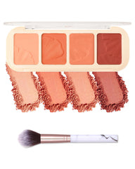 LYSdefeu front open palette showing four matte shades and included brush for versatile looks
