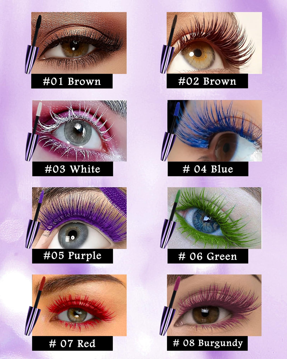 LYSdefeu before-and-after lashes showing volume and vibrant green