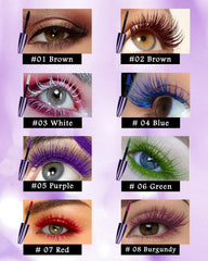 LYSdefeu before-and-after lashes showing volume and vibrant green