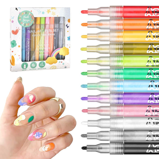 LZXLUKGIR front packaging showing 12 colorful nail pens and kit benefits