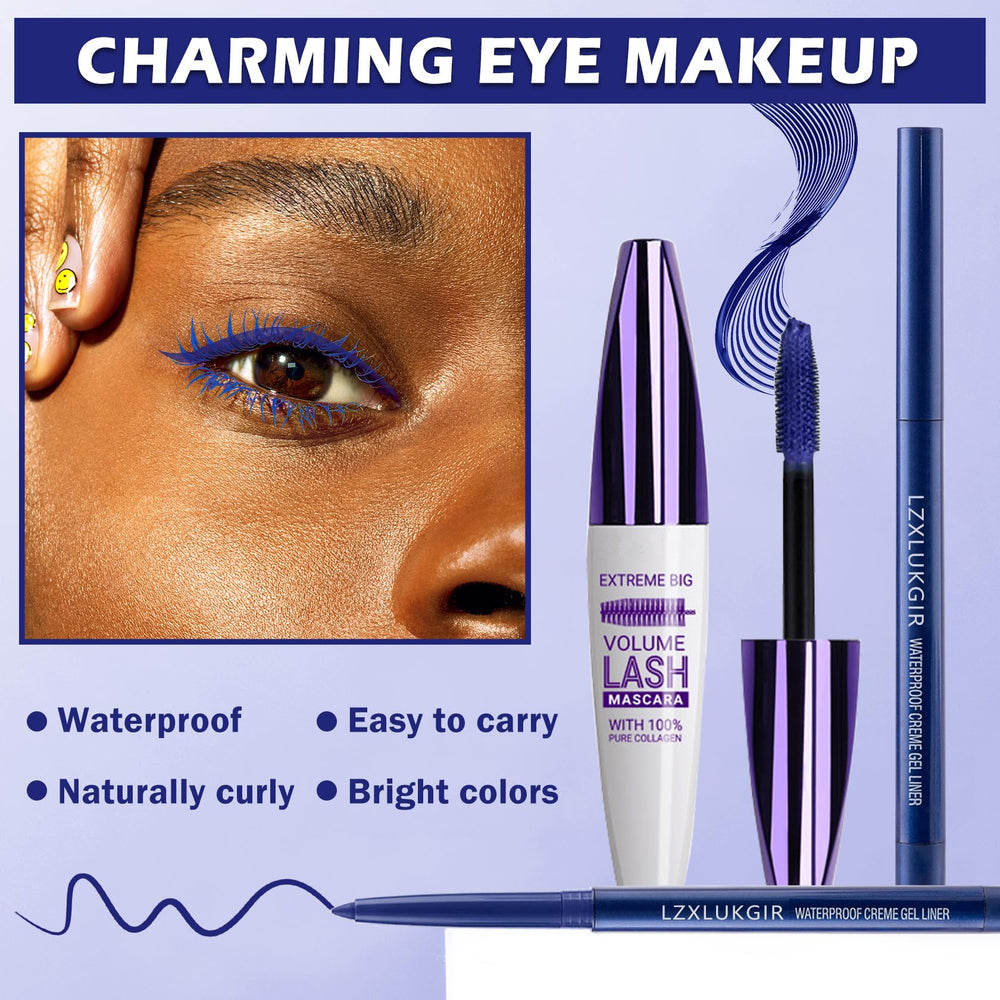 LZXLUKGIR makeup in use on model showing vibrant blue effect benefit eye emphasis