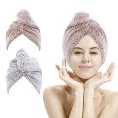 M-bestl front view of two star gray and star pink towel wraps showing colors and packaging benefits