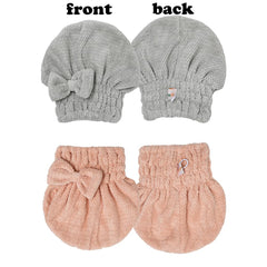 M-bestl turban on woman in bathroom demonstrating hands-free drying and time-saving benefit