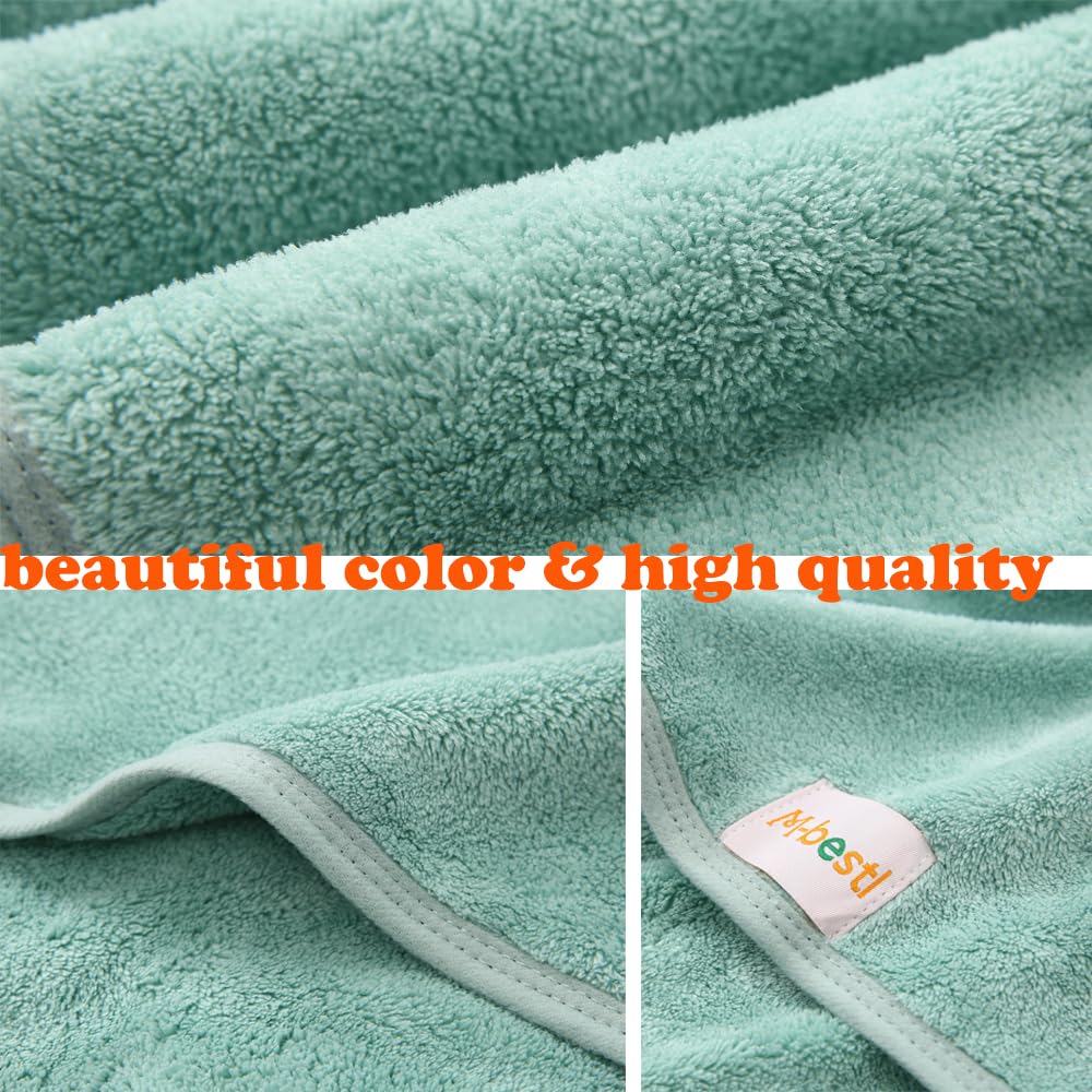 M-bestl model wearing hair towel turban showing hands-free drying convenience