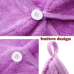 M-bestl turban on woman in bathroom showing comfortable hands-free drying