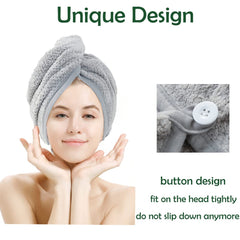 M-bestl hair towel wrap worn by model in bathroom keeping hair tidy and hands free