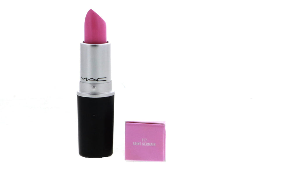 MAC Amplified Saint Germain bullet close-up highlighting creamy texture and color payoff