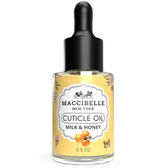 Maccibelle bottle front view showing milk and honey label and nourishing benefit