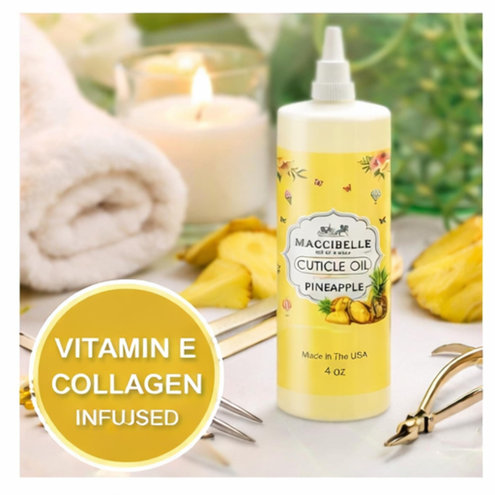 Maccibelle bottle on bathroom shelf suggesting convenient daily nail care