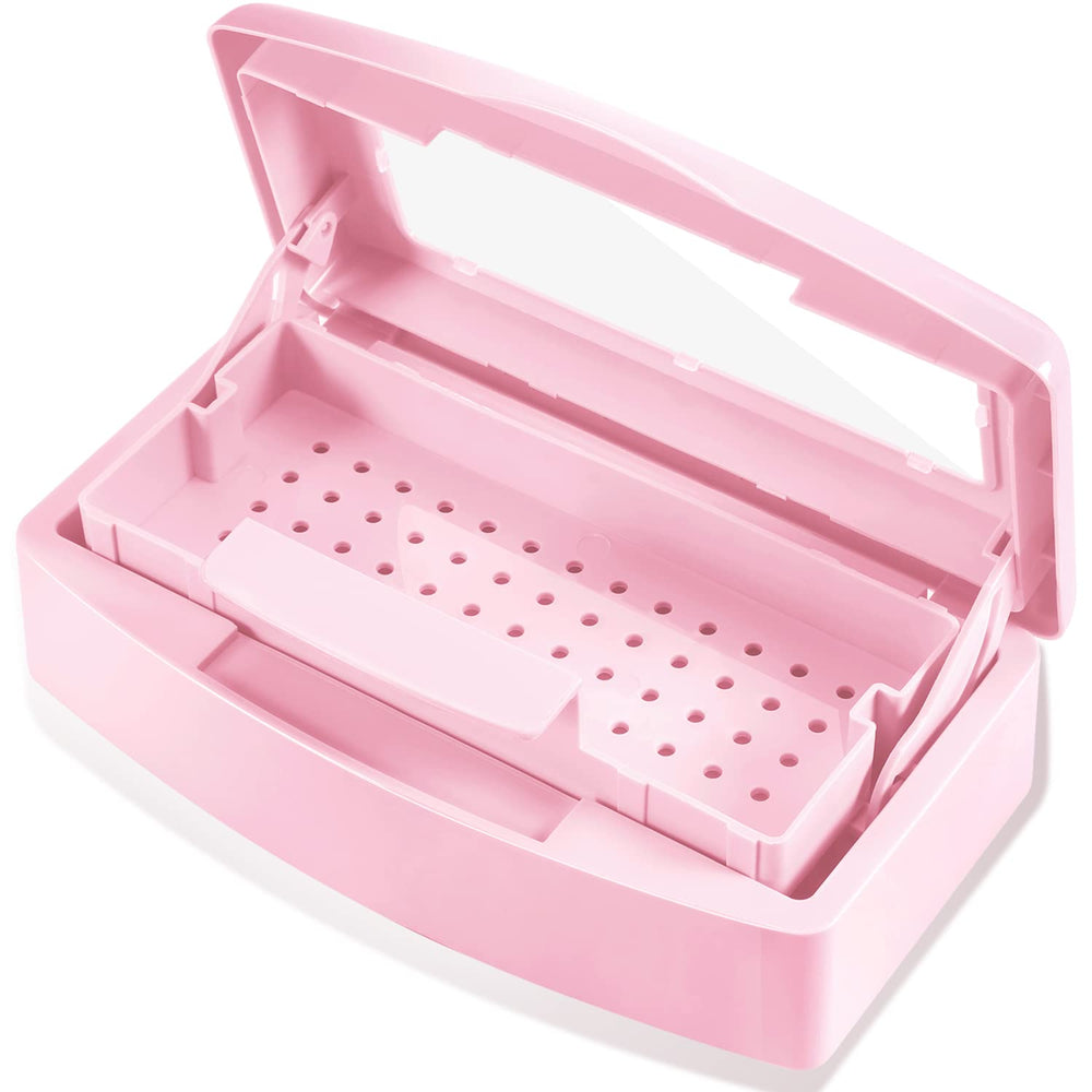 Machine-Ya pink sterilizer front view showing compact design and tidy storage benefit