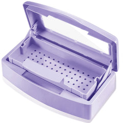 Machine-Ya sterilizer front view shows compact purple box and benefit of neat storage