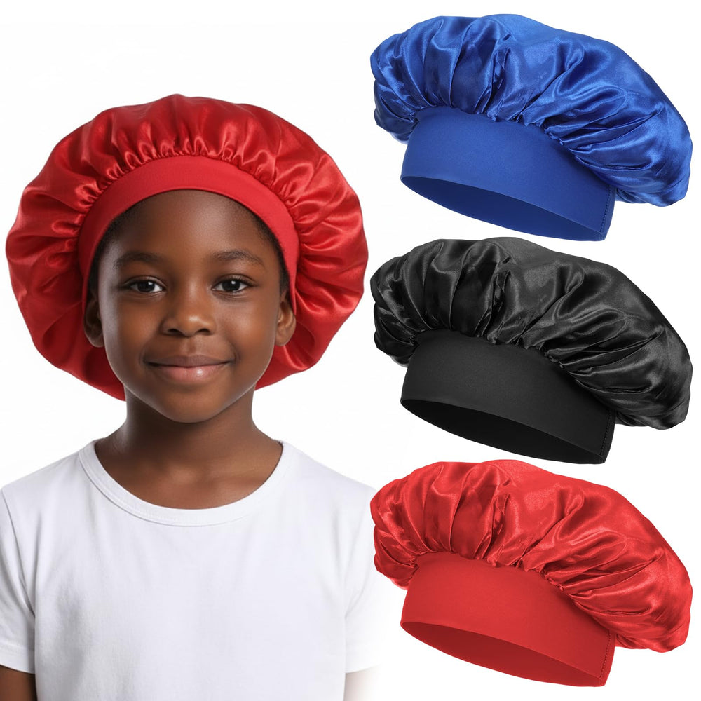 Macuezu front view of three bonnets showing colors and fit benefit