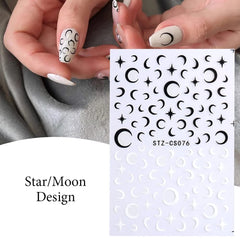 Macute stickers applied to an acrylic nail tip demonstrating easy application