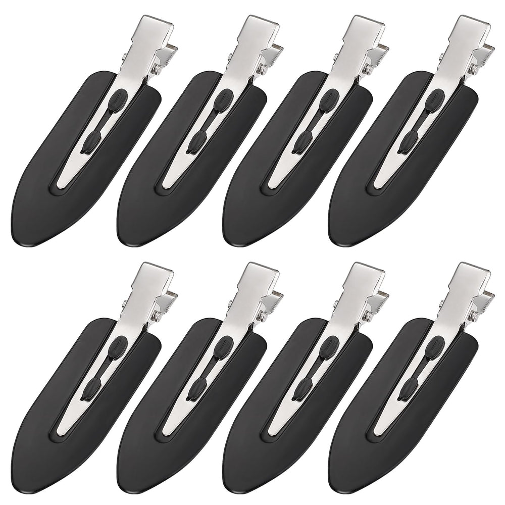 MADHOLLY front view of eight black no-bend hair clips showing compact design and set