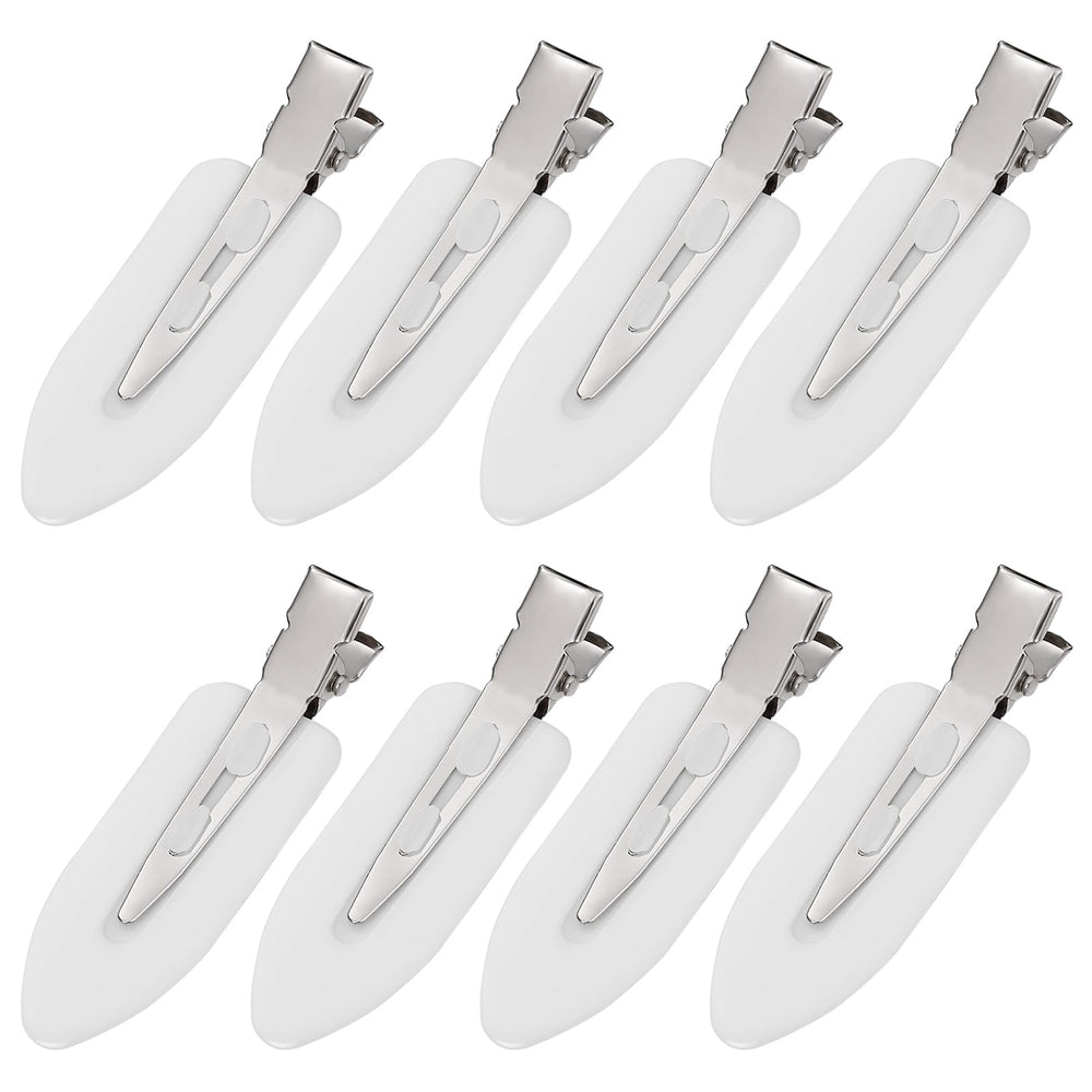 MADHOLLY front view of white duckbill clips showing clean design and grip
