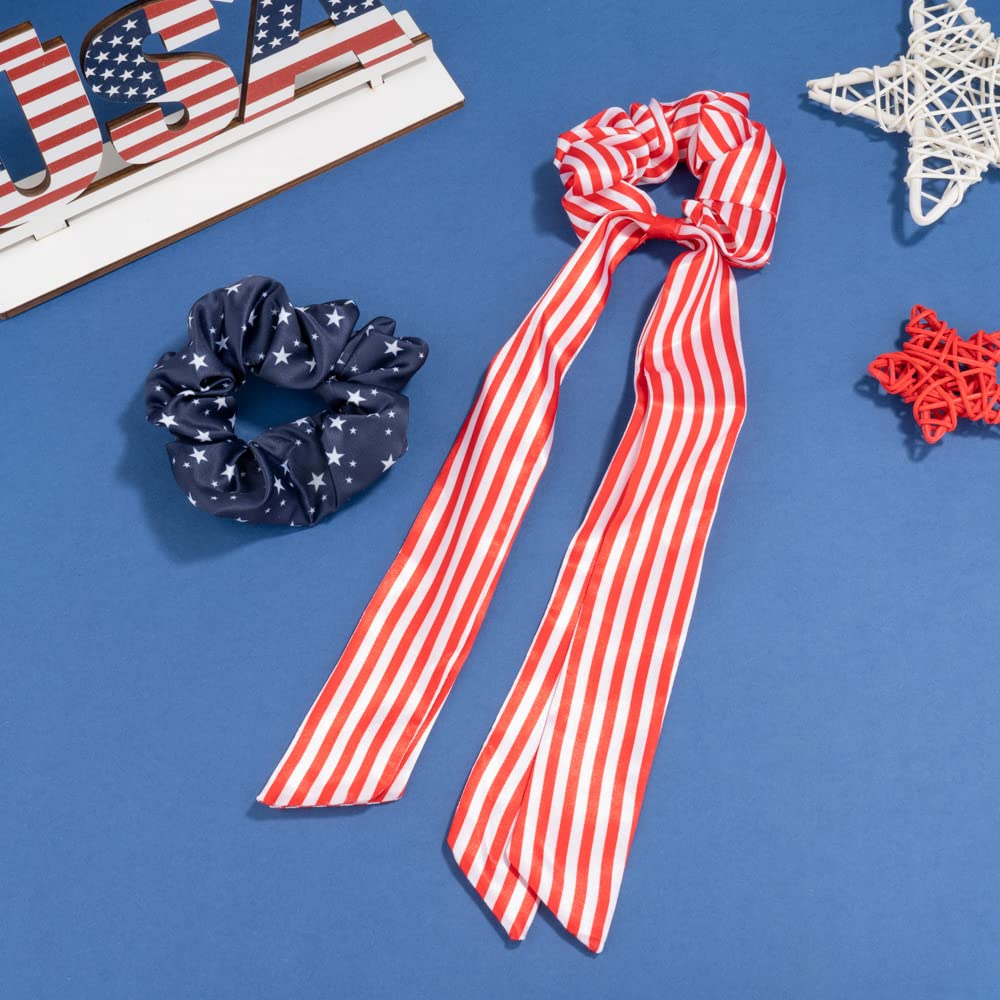 Madison Tyler scrunchie worn in ponytail demonstrating secure hold and everyday patriotic style