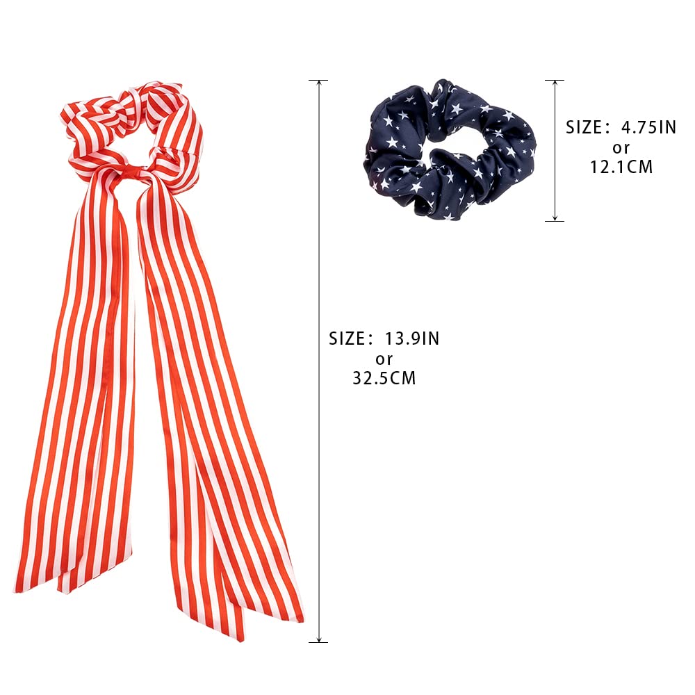 Madison Tyler scrunchies next to ruler showing 13.9 inch length for versatile wrapping