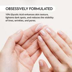 MAELOVE ingredient display emphasizing glycolic acid potency benefit