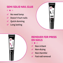 MAGIC ARMOR aluminum tube of semi-solid nail glue highlighting no-dry benefit